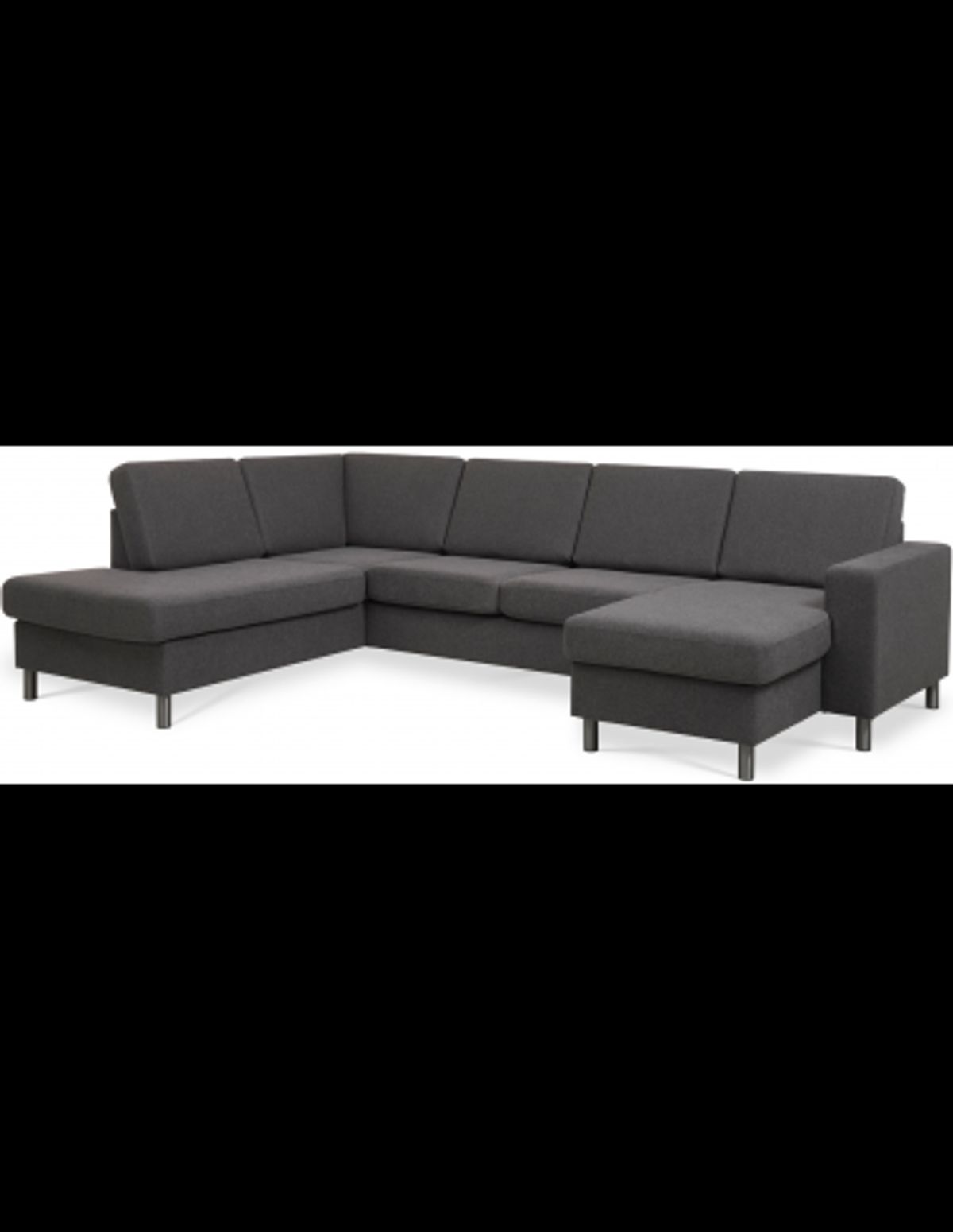 Panset U-sofa i polyester B295 x D197 cm - Børstet alugrå/Antracit