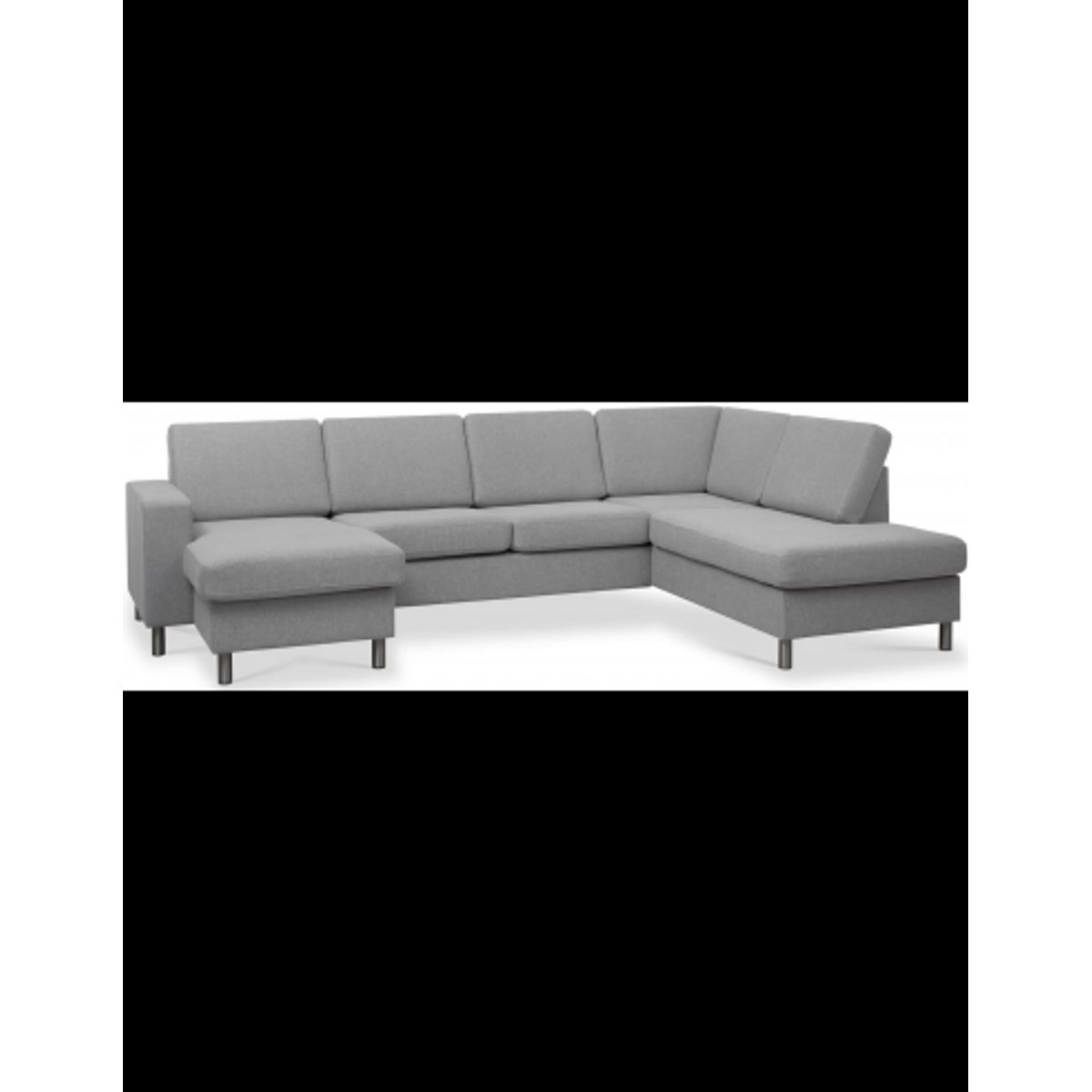 Panset U-sofa i polyester B295 x D197 cm - Børstet alugrå/Grå