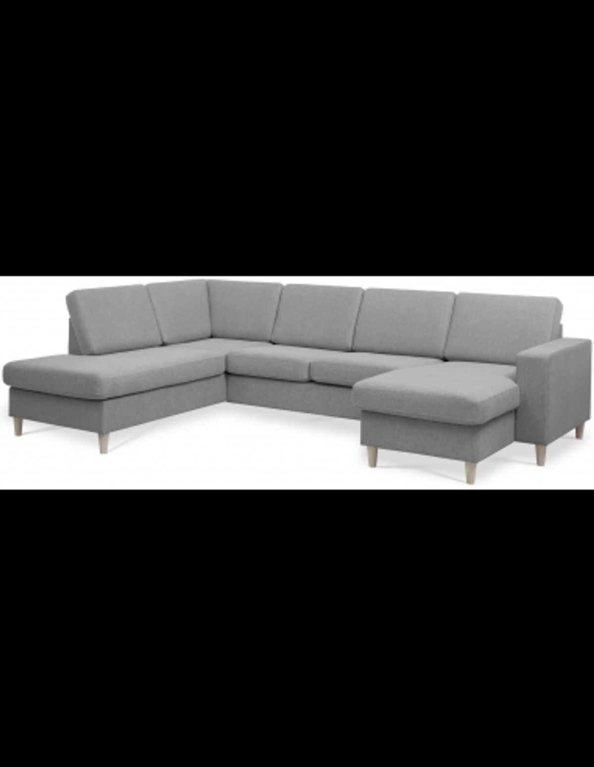 Panset U-sofa i polyester B295 x D197 cm - Natur/Grå