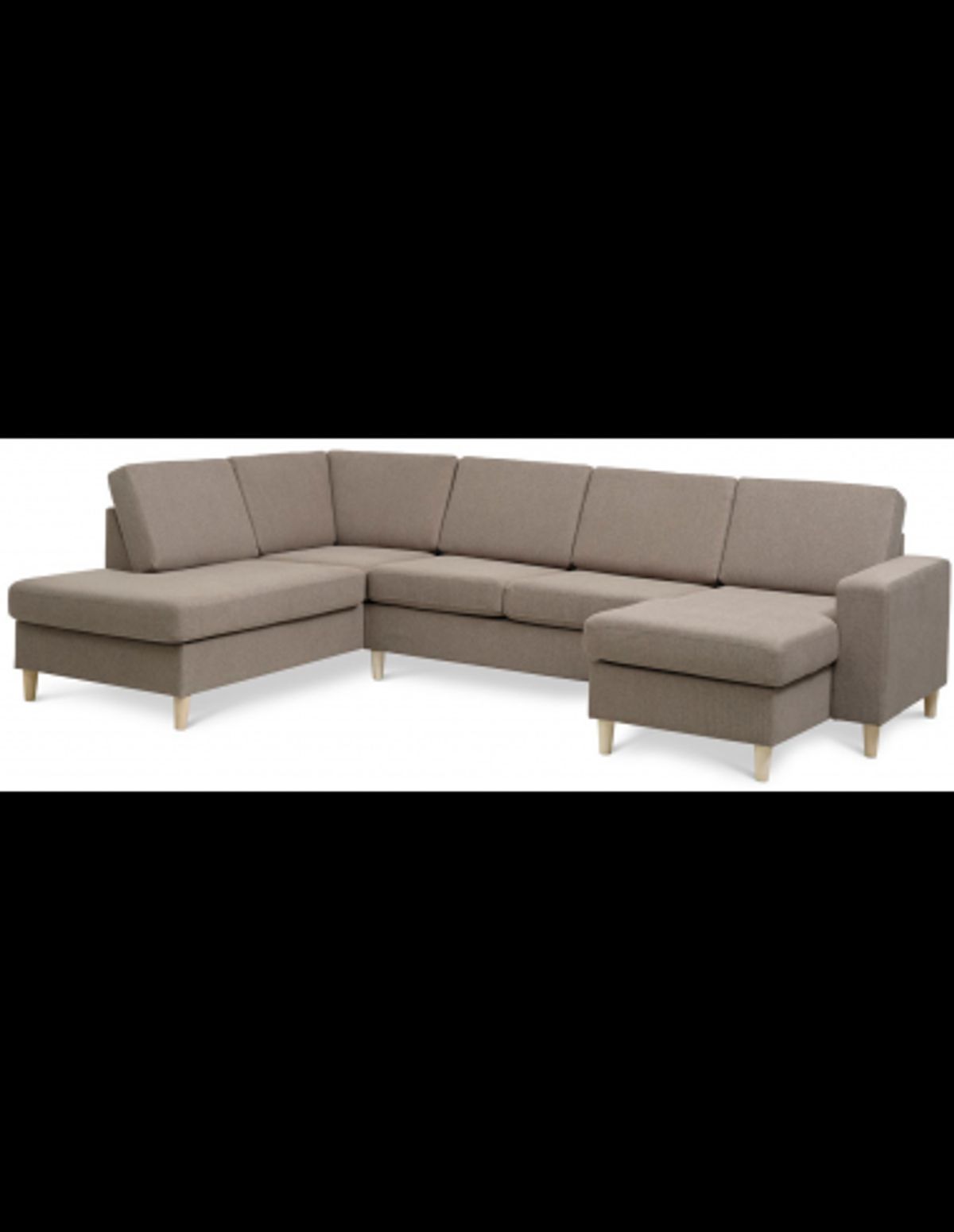 Panset U-sofa i polyester B295 x D197 cm - Natur/Lysebrun