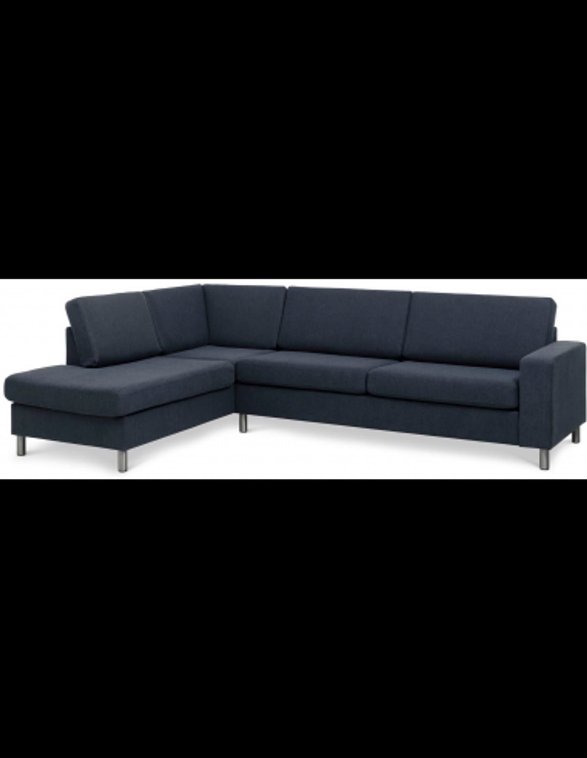 Panset venstrevendt chaiselongsofa i polyester B279 x D197 cm - Børstet alugrå/Blå