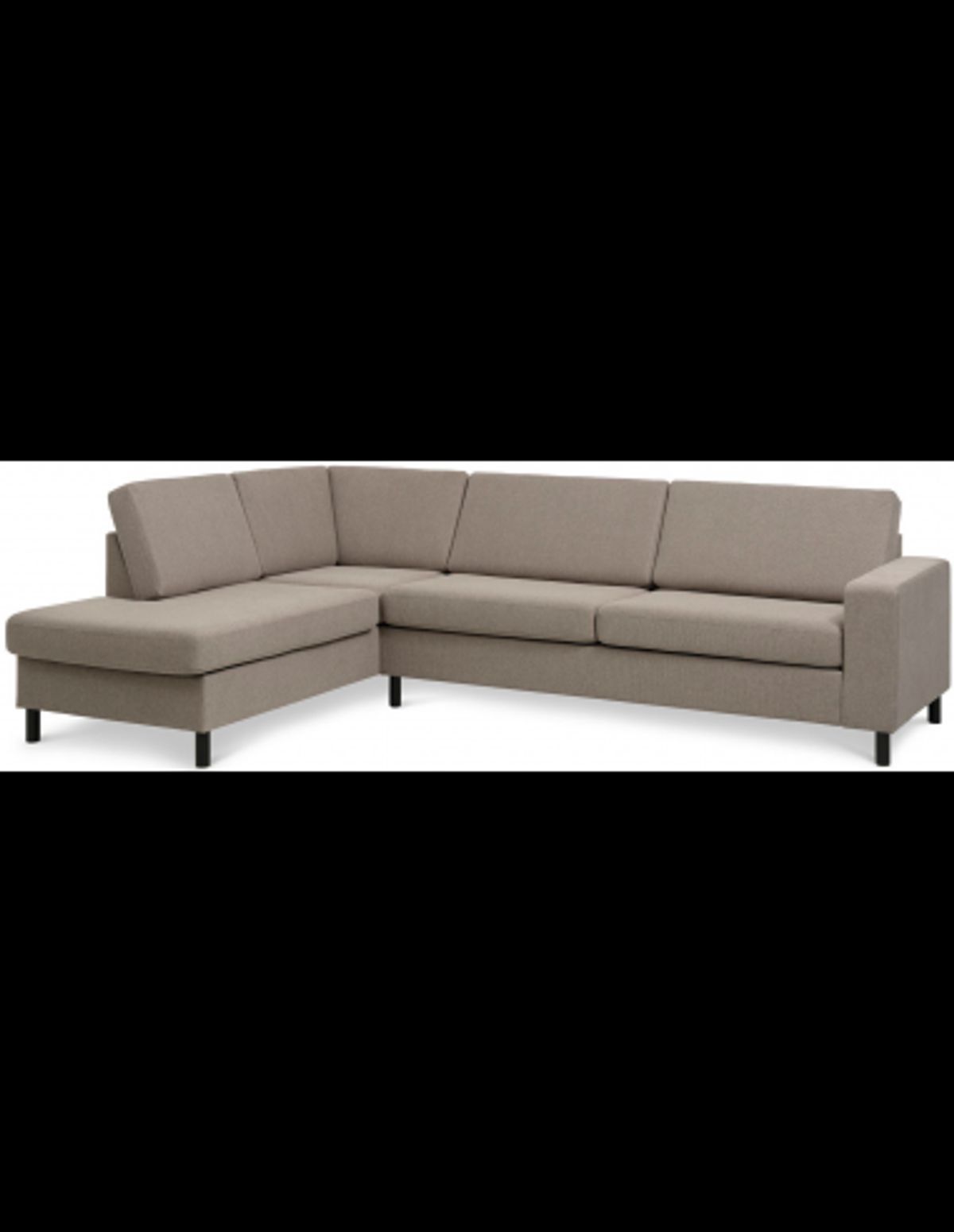 Panset venstrevendt chaiselongsofa i polyester B279 x D197 cm - Sort/Lysebrun