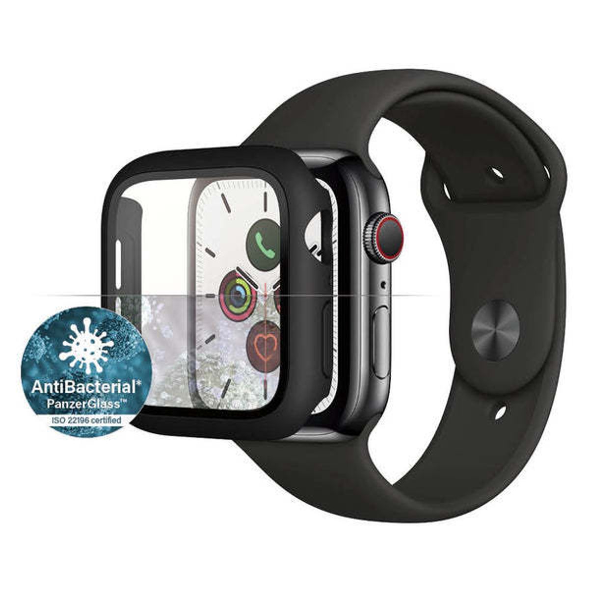 PanzerGlass Full Body Apple Watch 4/5/6/SE (40 mm) AntiBacterial Skærmbeskyttelse, Sort