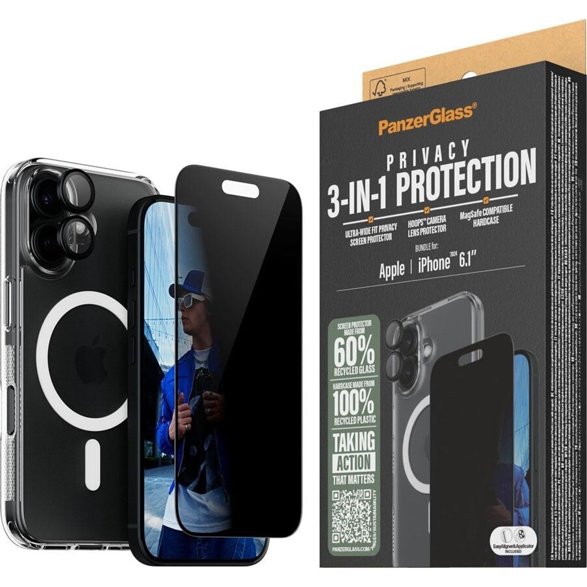 Panzerglass - Iphone 16 6.1'' 3-in-1 Privacy Protect Bundle