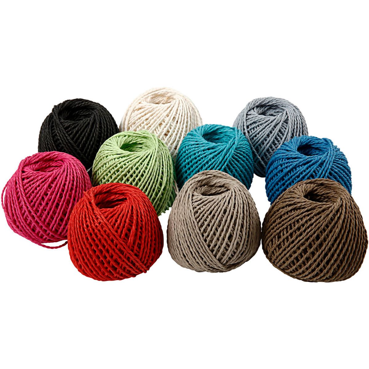 Paperyarn - sortiment, 2,5-3 mm, 10x150 g