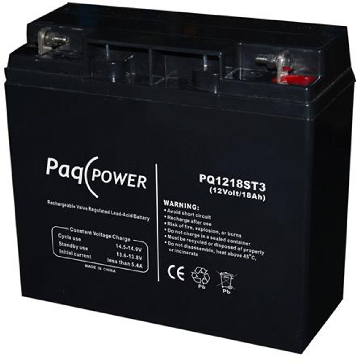 Paqpower Blybatteri 12V/18Ah T3