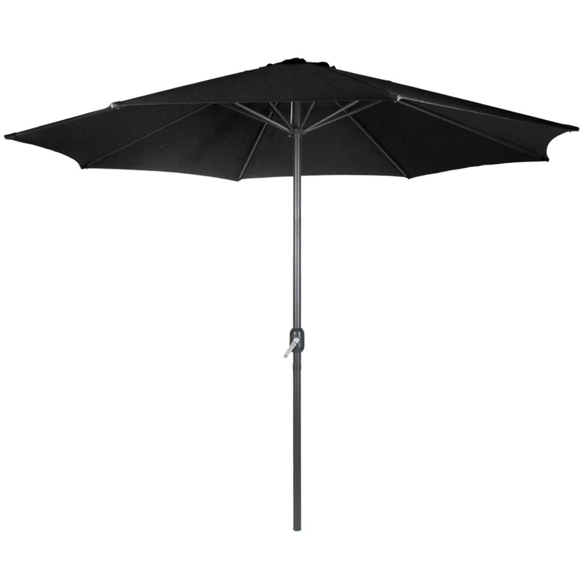 Parasol til have, 250cm, håndsving, vandafvisende, pladsbesparende, sort