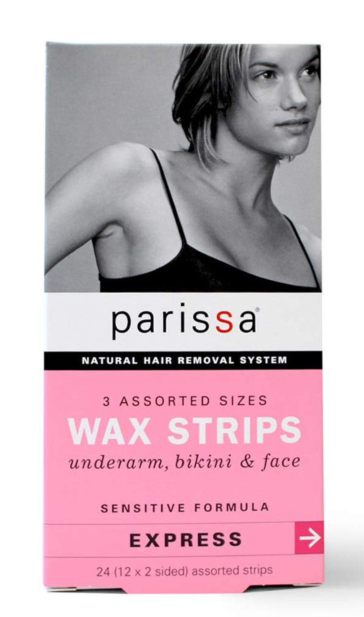 Parissa natural hair removal system 3 assorted sizes wax strips 24 stk.