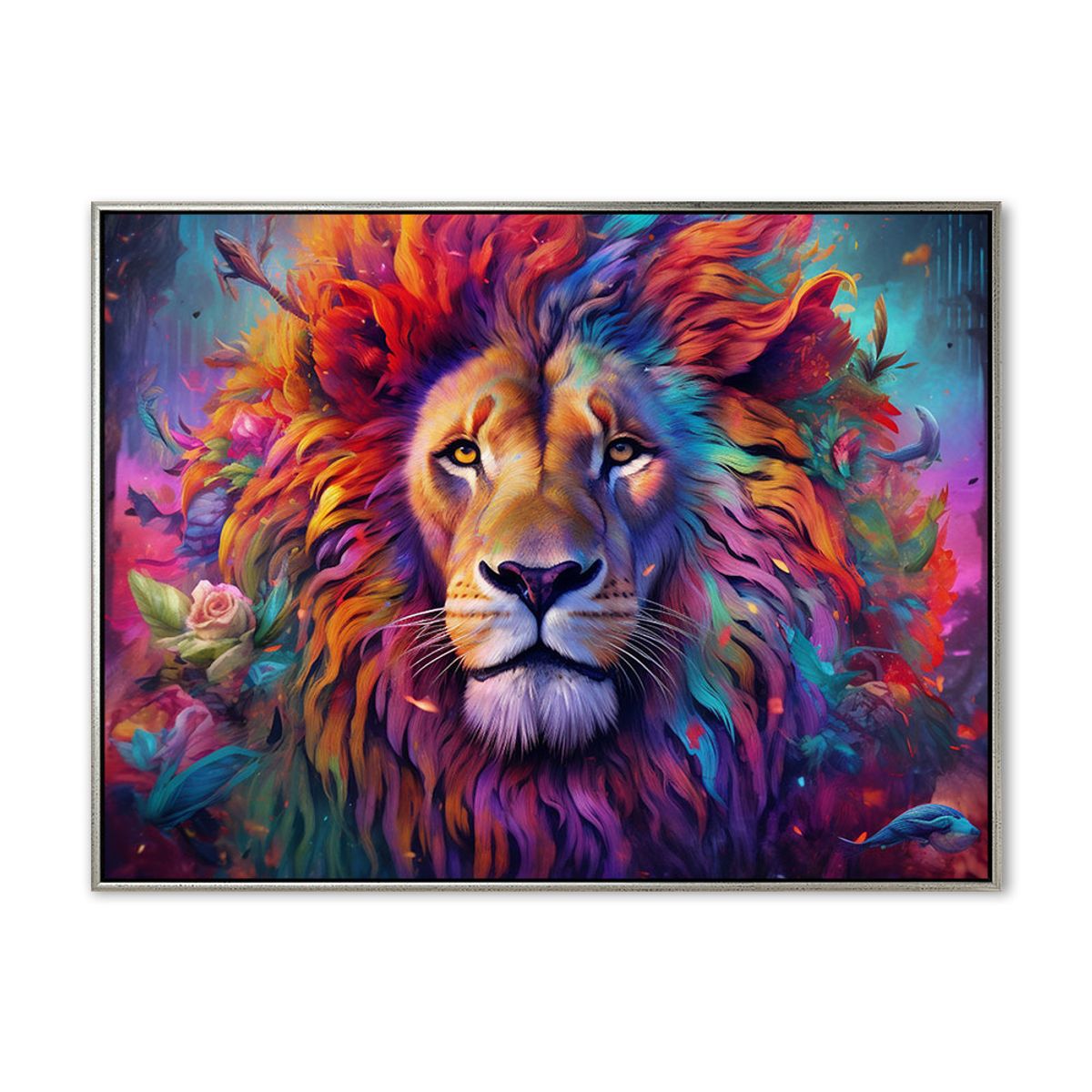 Party Lion - 90x120 cm - Sølv svæveramme