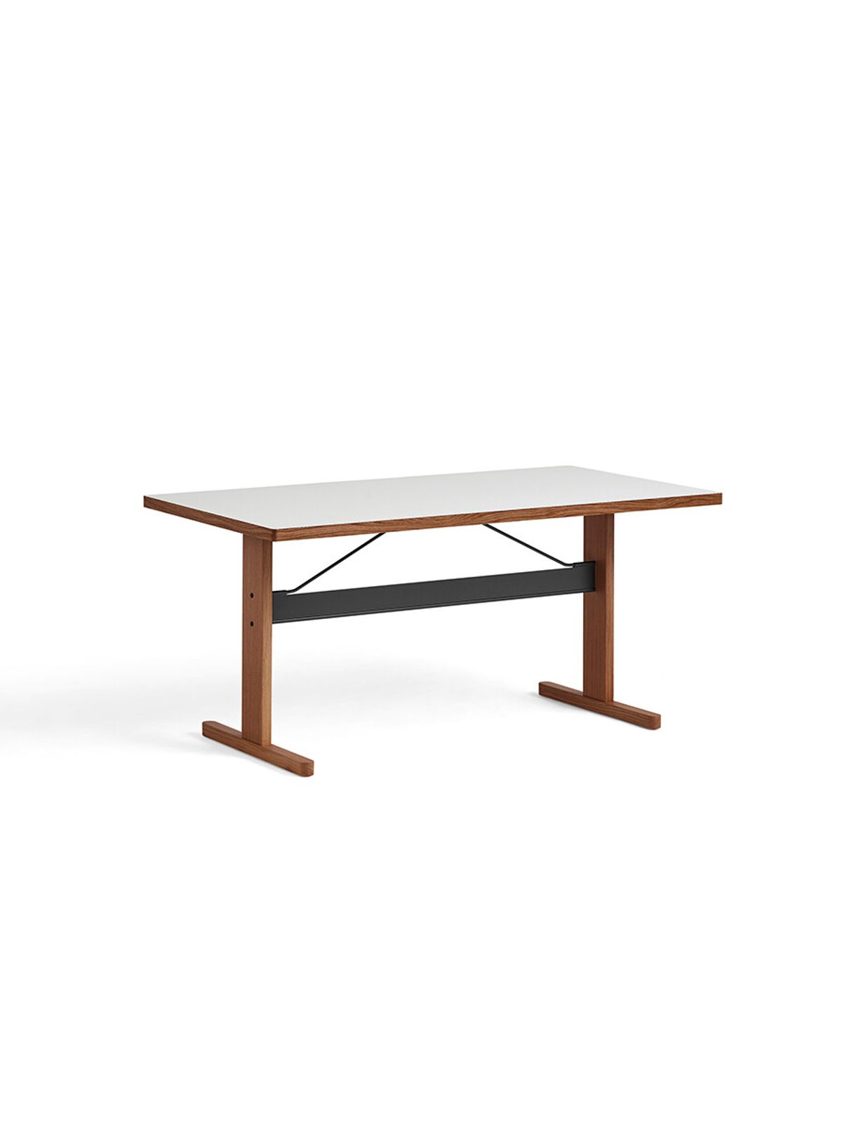 Passerelle Table, L160 cm fra Hay (Black linoleum, Ink black, Burgundy Red water-based lacquered oak)