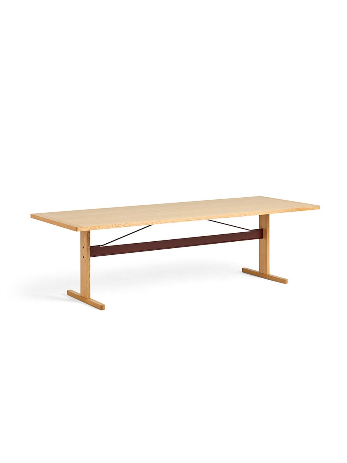 Passerelle Table, L200 cm fra Hay (Black linoleum, Ink black, Burgundy Red water-based lacquered oak)