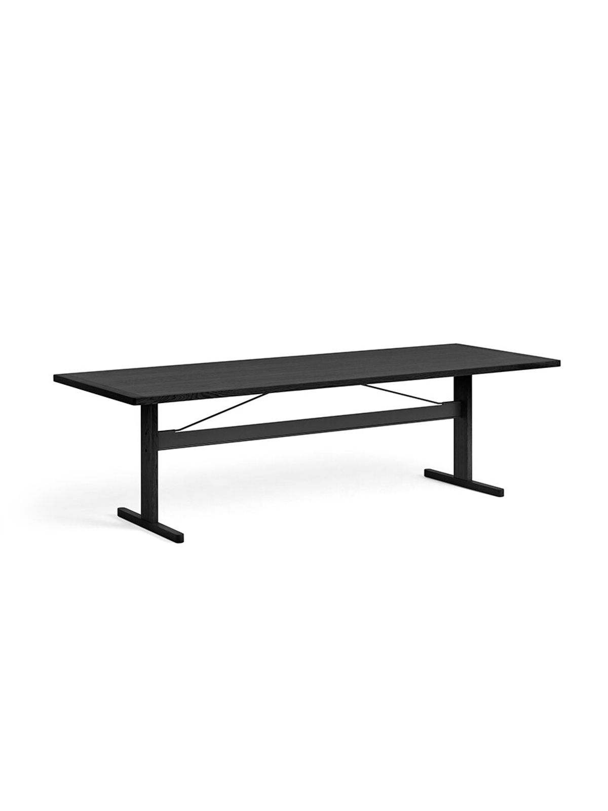 Passerelle Table, L260 cm fra Hay (Black linoleum, Ink black, Burgundy Red water-based lacquered oak)