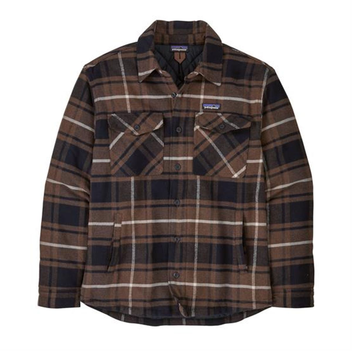 Pataginia Mens LW Insulated Fjord Flannel Shirt, Outdoor / Molasses Brown