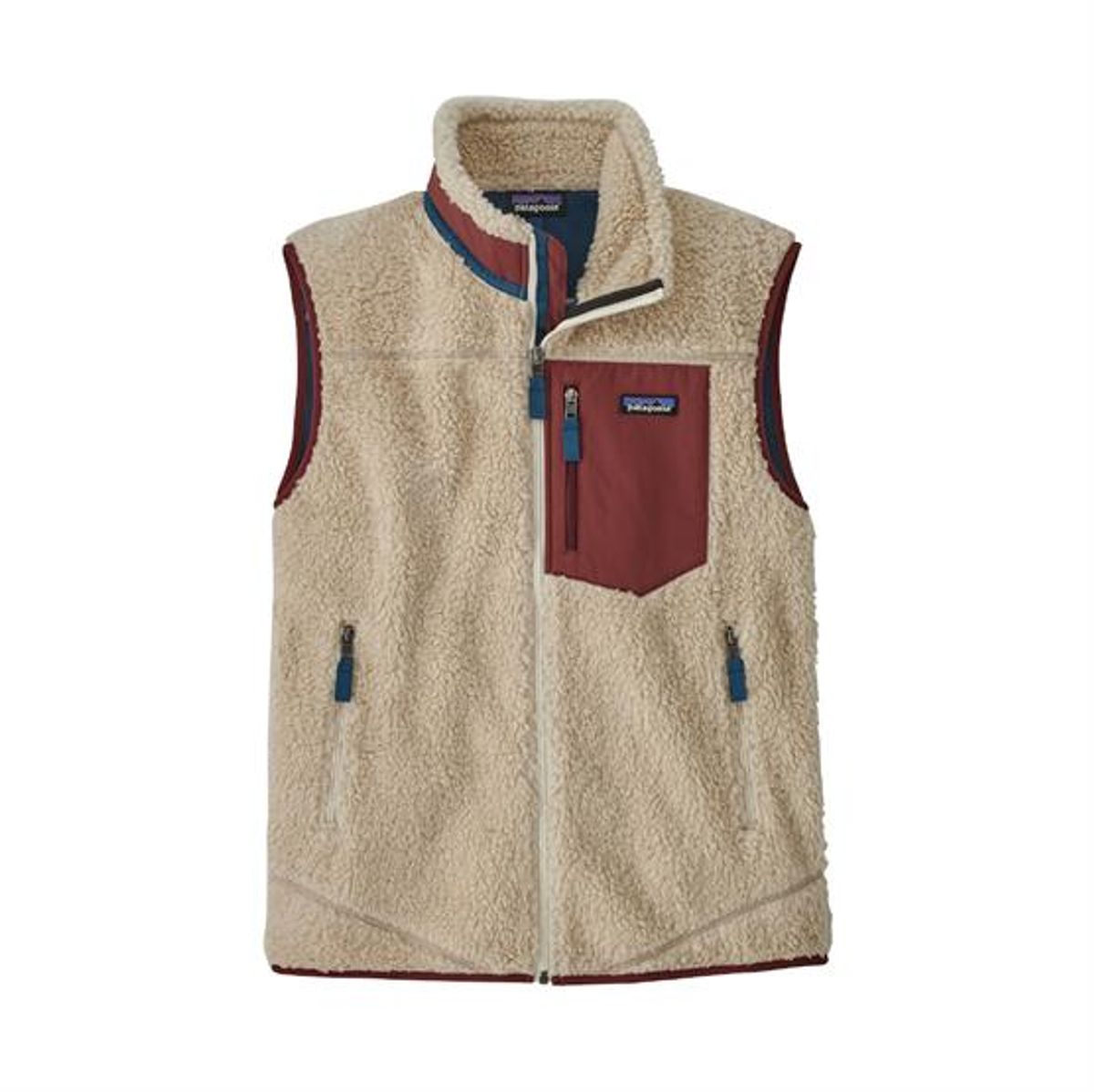 Patagonia Mens Classic Retro-X Vest, Dark Natural / Sequoia Red