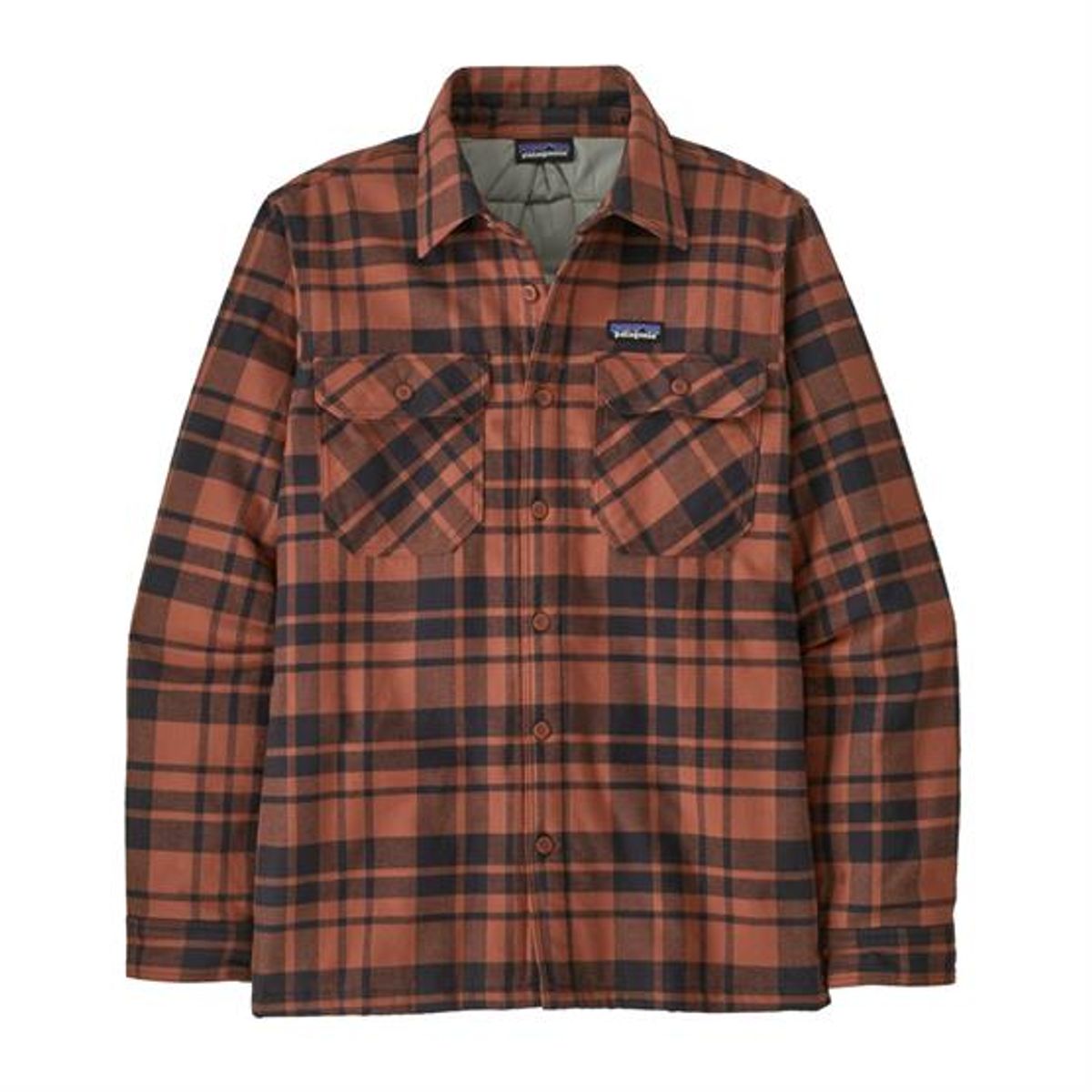 Patagonia Mens Ins. Cotton MW Fjord Flannel Shirt, Ice Caps / Burl Red