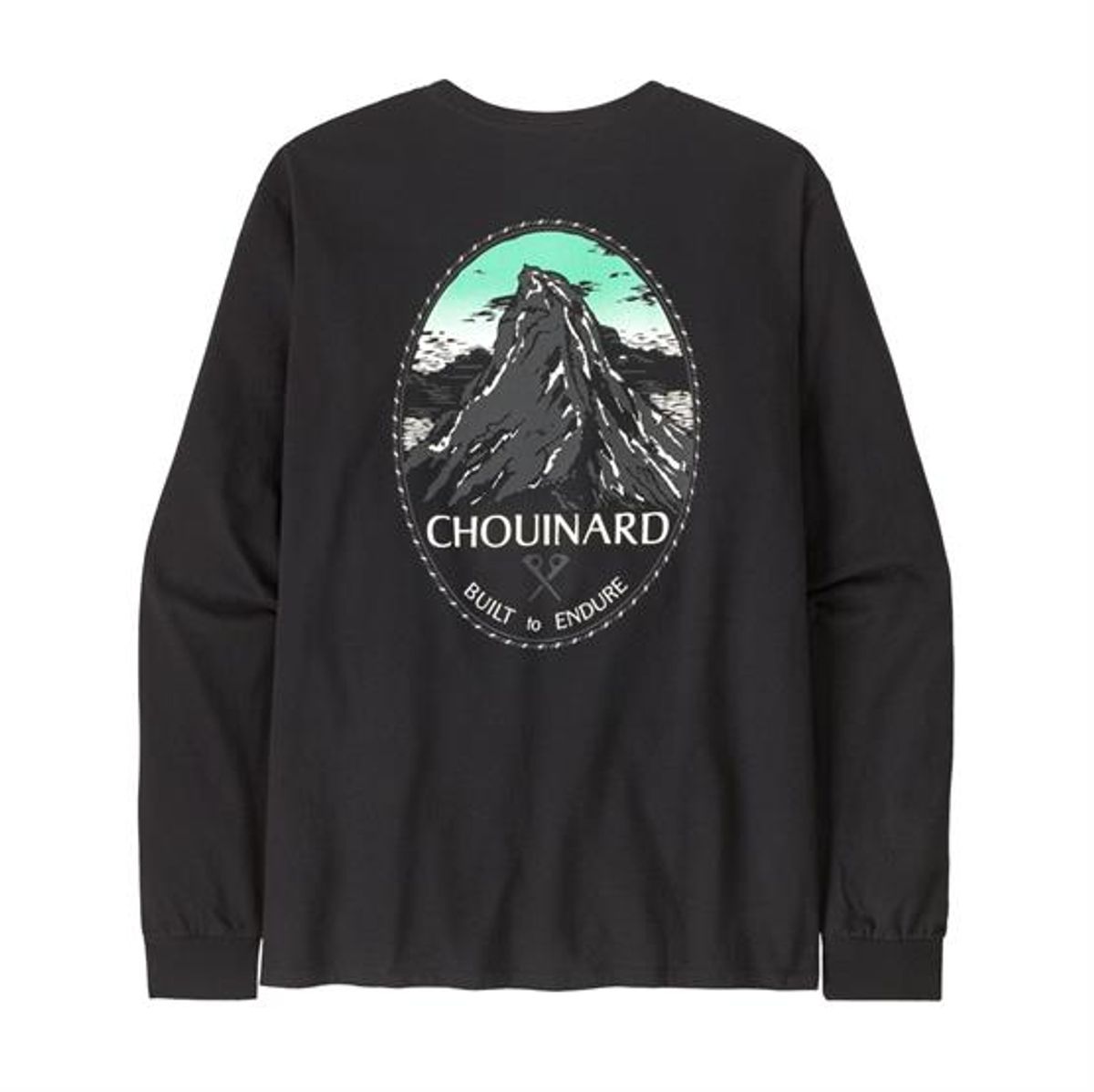 Patagonia Mens L/S Chouinard Crest Responsibili-Tee, Black