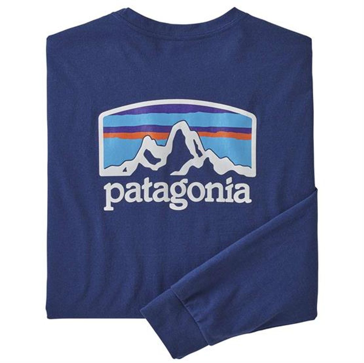 Patagonia Mens L/S Fitz Roy Horizons Responsibili-Tee, Blue