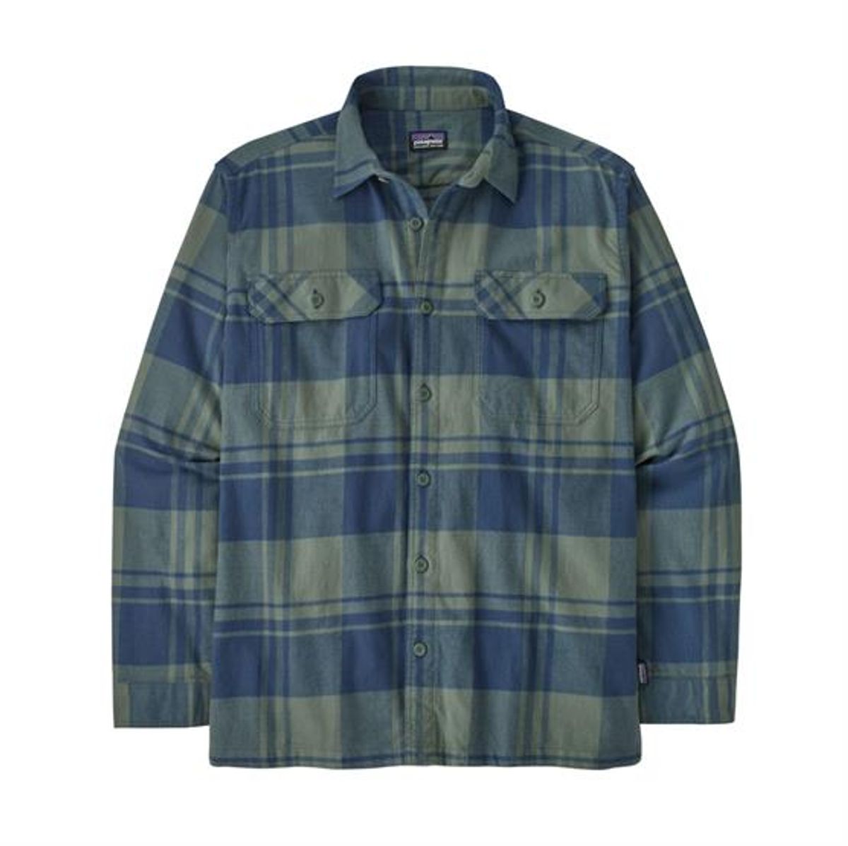 Patagonia Mens L/S Organic Cotton MW Fjord Flannel Shirt, Live Oak / Hemlock Green