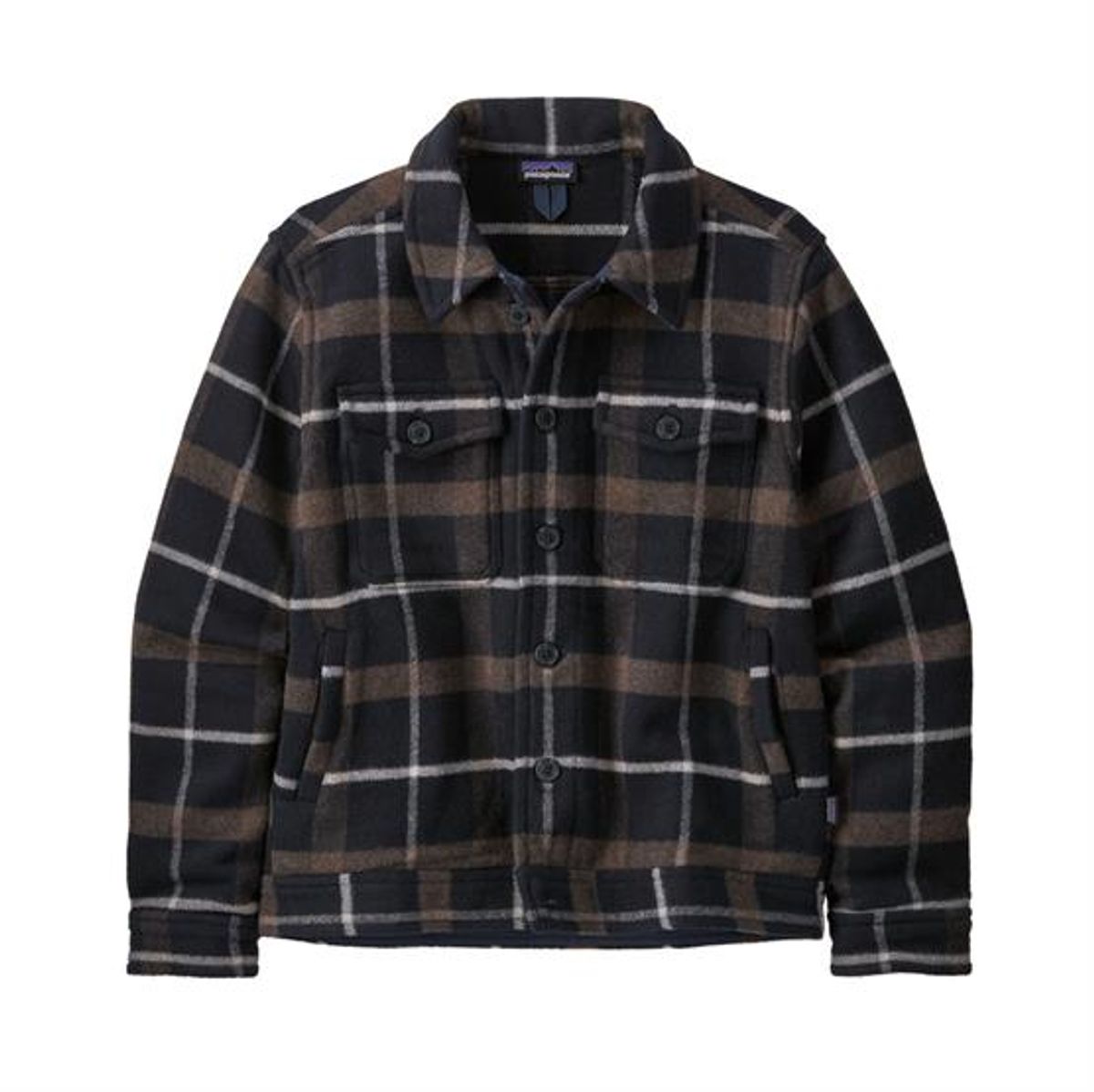 Patagonia Mens Melton Wool Trucker Jacket, Plaid / New Navy