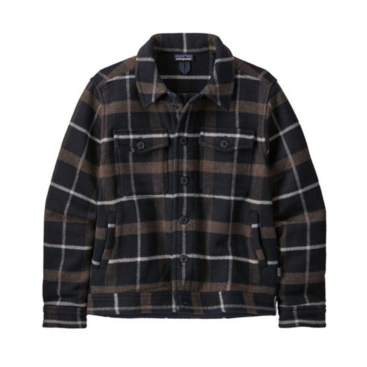 Patagonia Mens Melton Wool Trucker Jacket, Plaid / New Navy