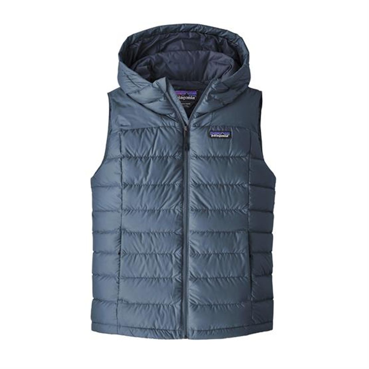 Patagonia Womens Hi-Loft Down Hooded Vest, Woolly Blue