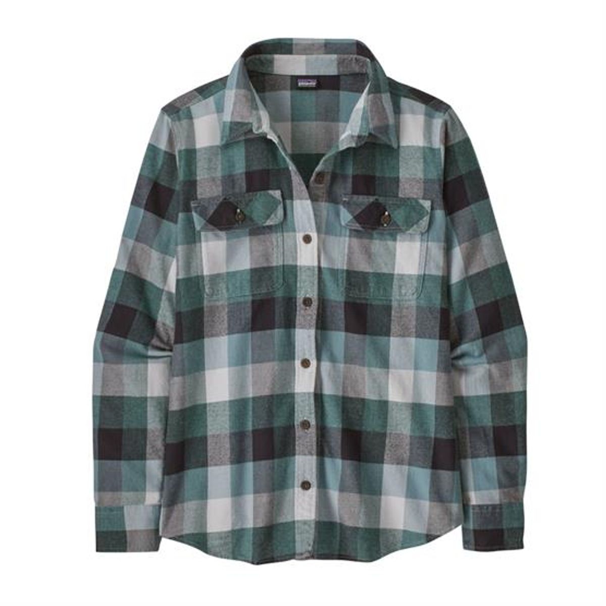 Patagonia Womens L/S MW Fjord Flannel Shirt, Guides / Nouveau Green