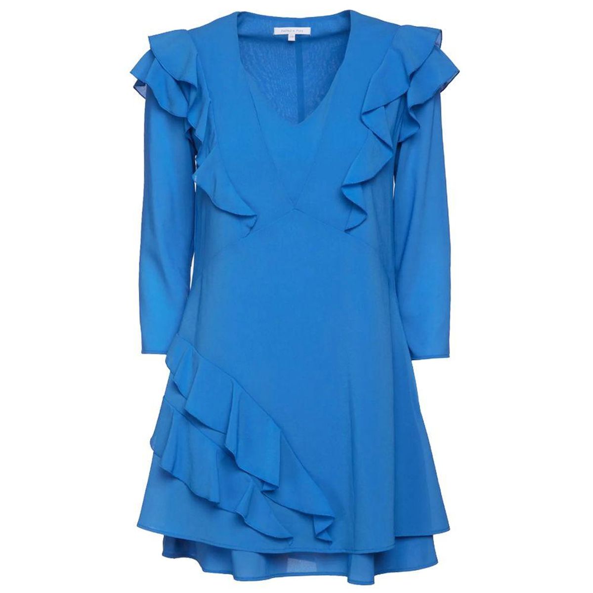 Patrizia Pepe Elegant Light Blue Ruffled Mini Dress