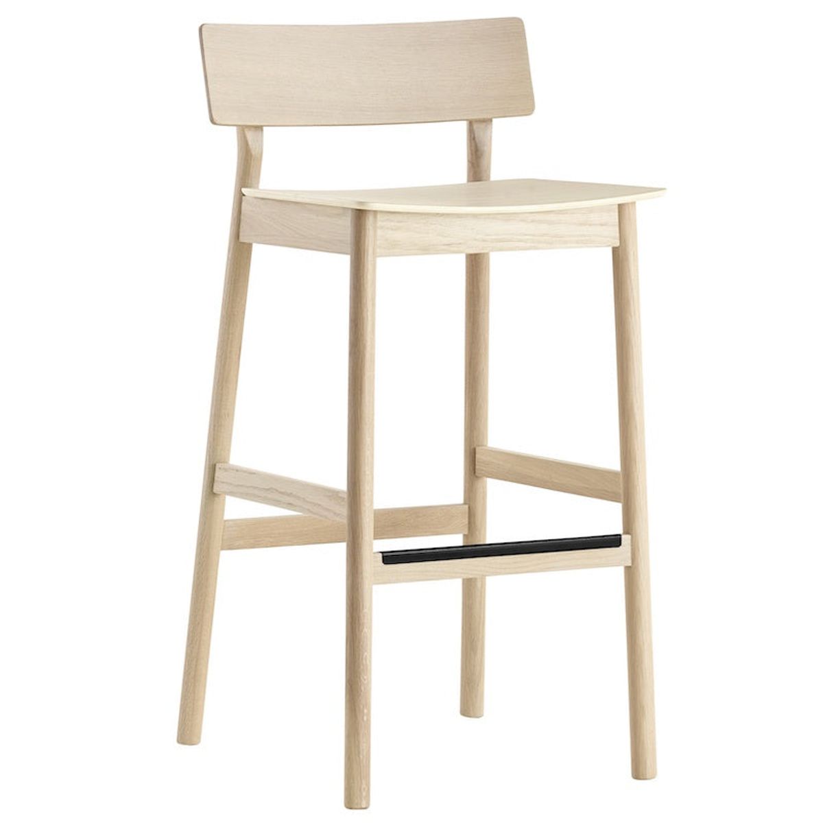 Pause barstol 2.0 i træ WOUD Flere varianter - 85.3 cm (siddehøjde 65 cm) / Hvidpigmenteret lak / Pause barstol med 1 stk. hynde beige