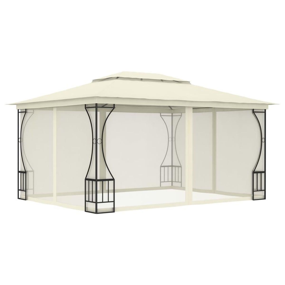 Pavillon med net 300x400x265 cm cremefarvet