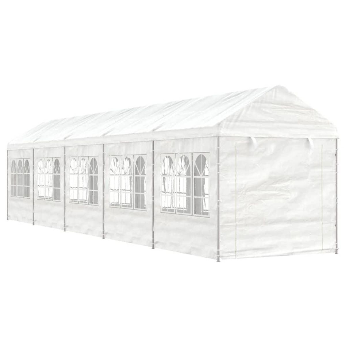 Pavillon med tag 11,15x2,28x2,69 m polyethylen hvid