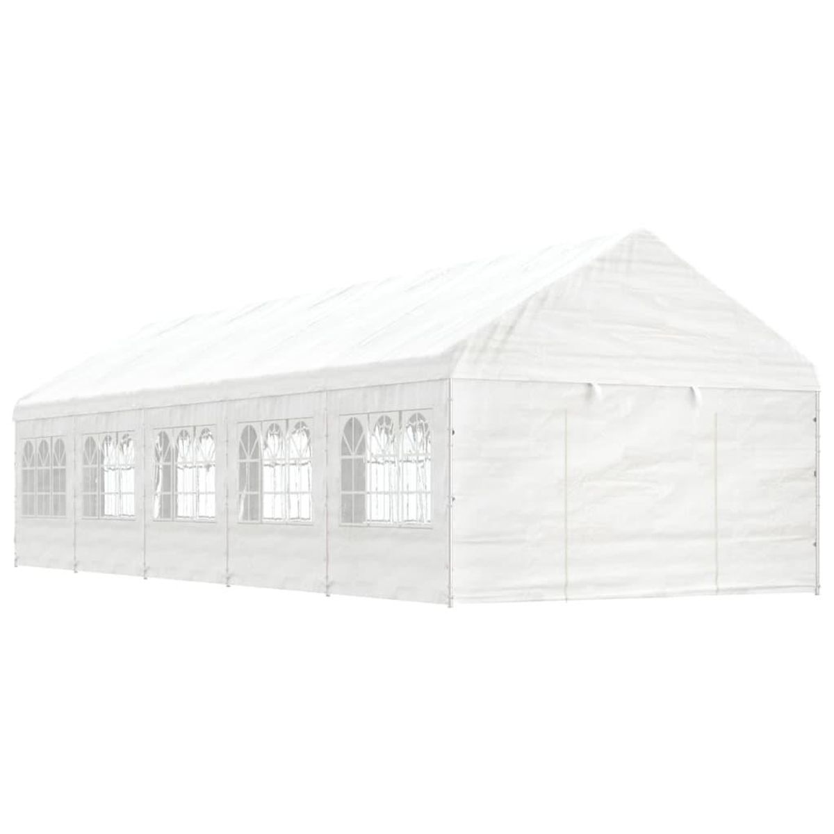 Pavillon med tag 11,15x4,08x3,22 m polyethylen hvid