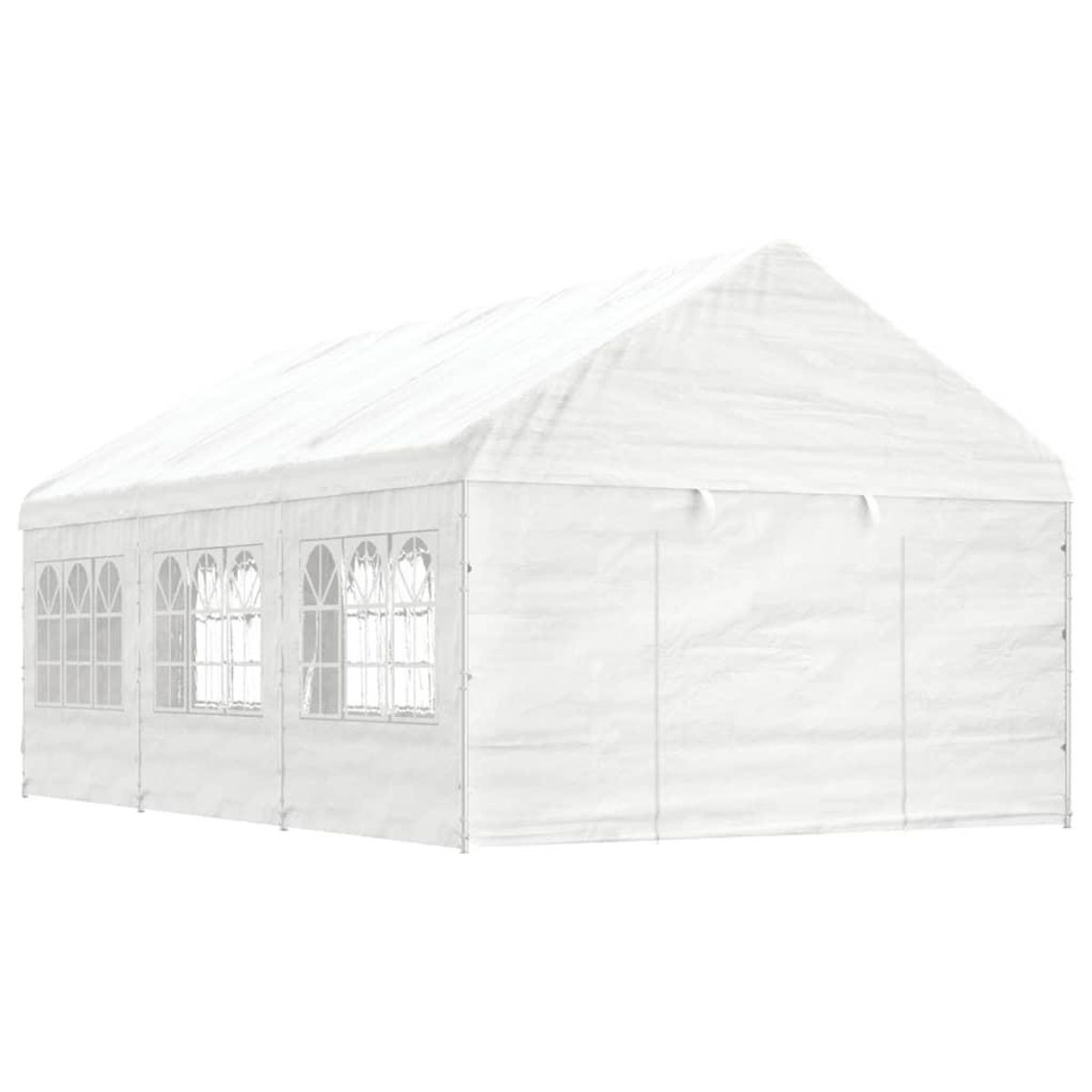 Pavillon med tag 6,69x4,08x3,22 m polyethylen hvid