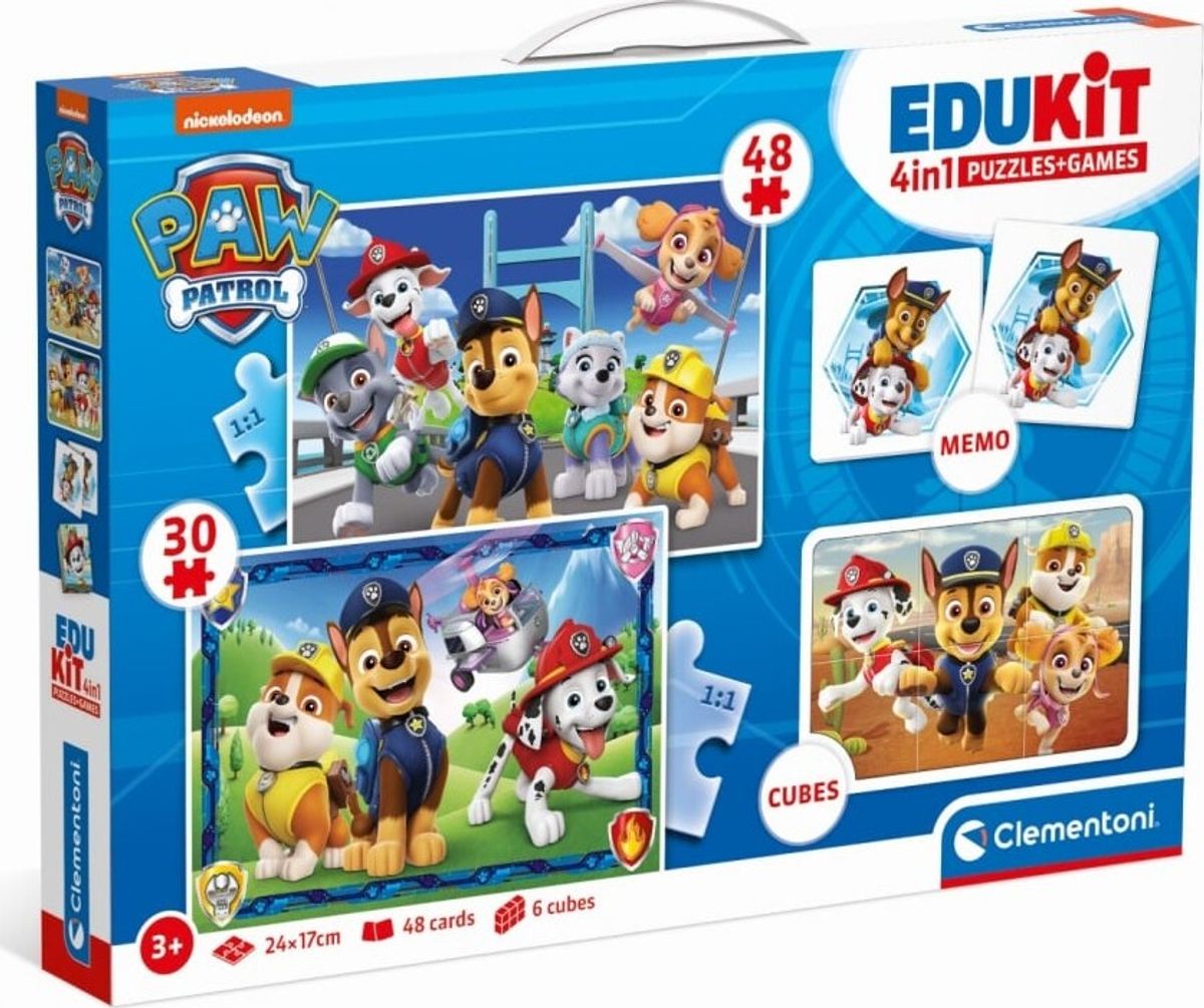 Paw Patrol Puslespil Og Vendespil - Edukit 4-i-1 - Clementoni - 3 år