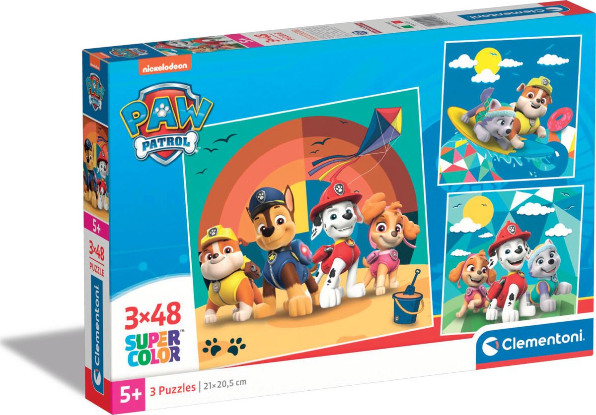 Paw Patrol Puslespil - Super Color - Clementoni - 3x48 Brikker