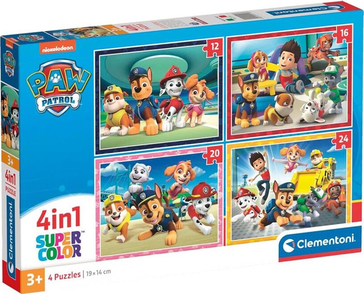 Paw Patrol Puslespil - Super Color - Clementoni - 4 Stk