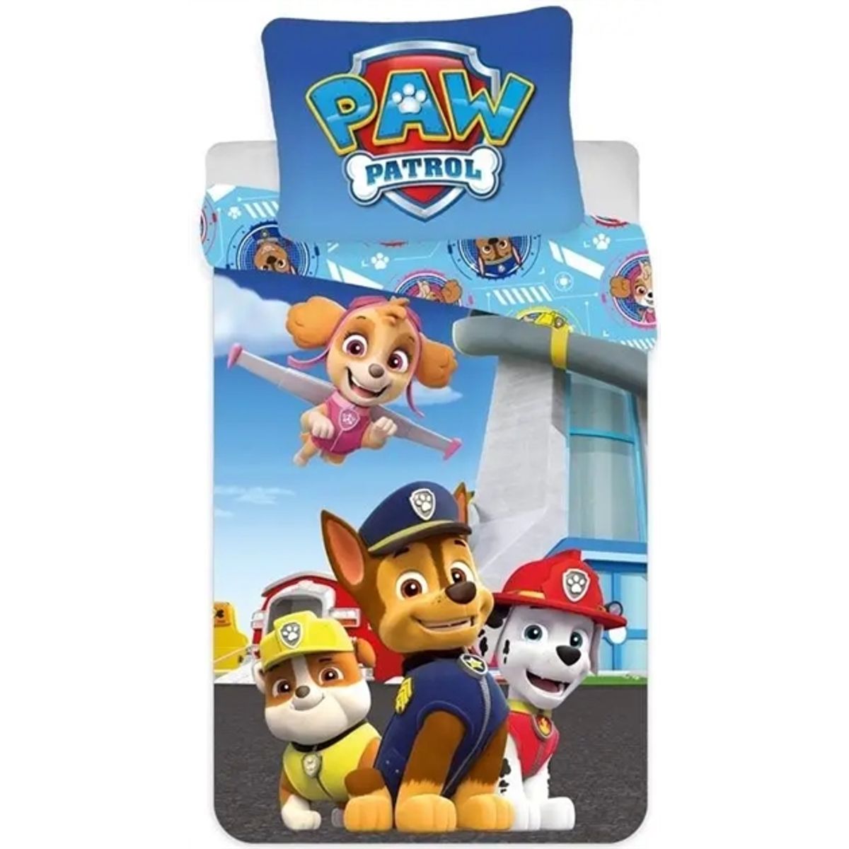 Paw Patrol sengetøj - 140x200 cm - Hvalpe venner - 2 i 1 design - Dynebetræk i 100% bomuld