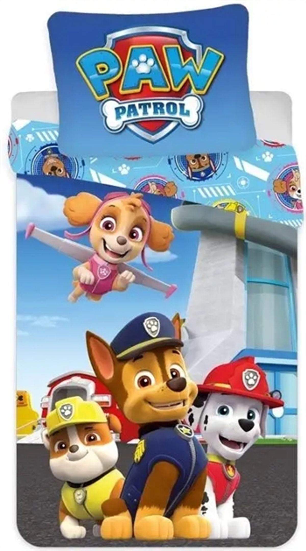 Paw Patrol sengetøj - 140x200 cm - Hvalpe venner - 2 i 1 design - Dynebetræk i 100% bomuld