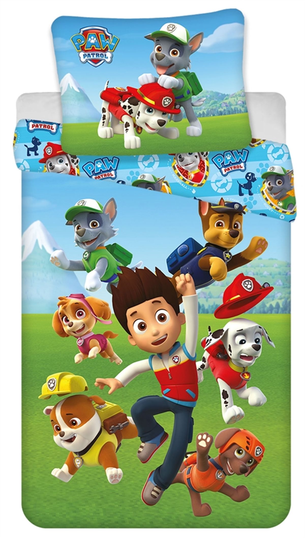 Paw Patrol sengetøj - 140x200 cm - Vendbart design - Sengesæt i 100% bomuld