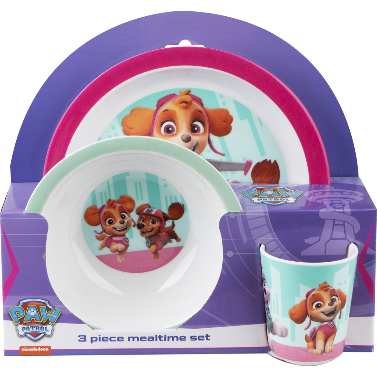 Paw Patrol Spisesæt I Tre Dele - Lyserød - Melamin - Barbo Toys