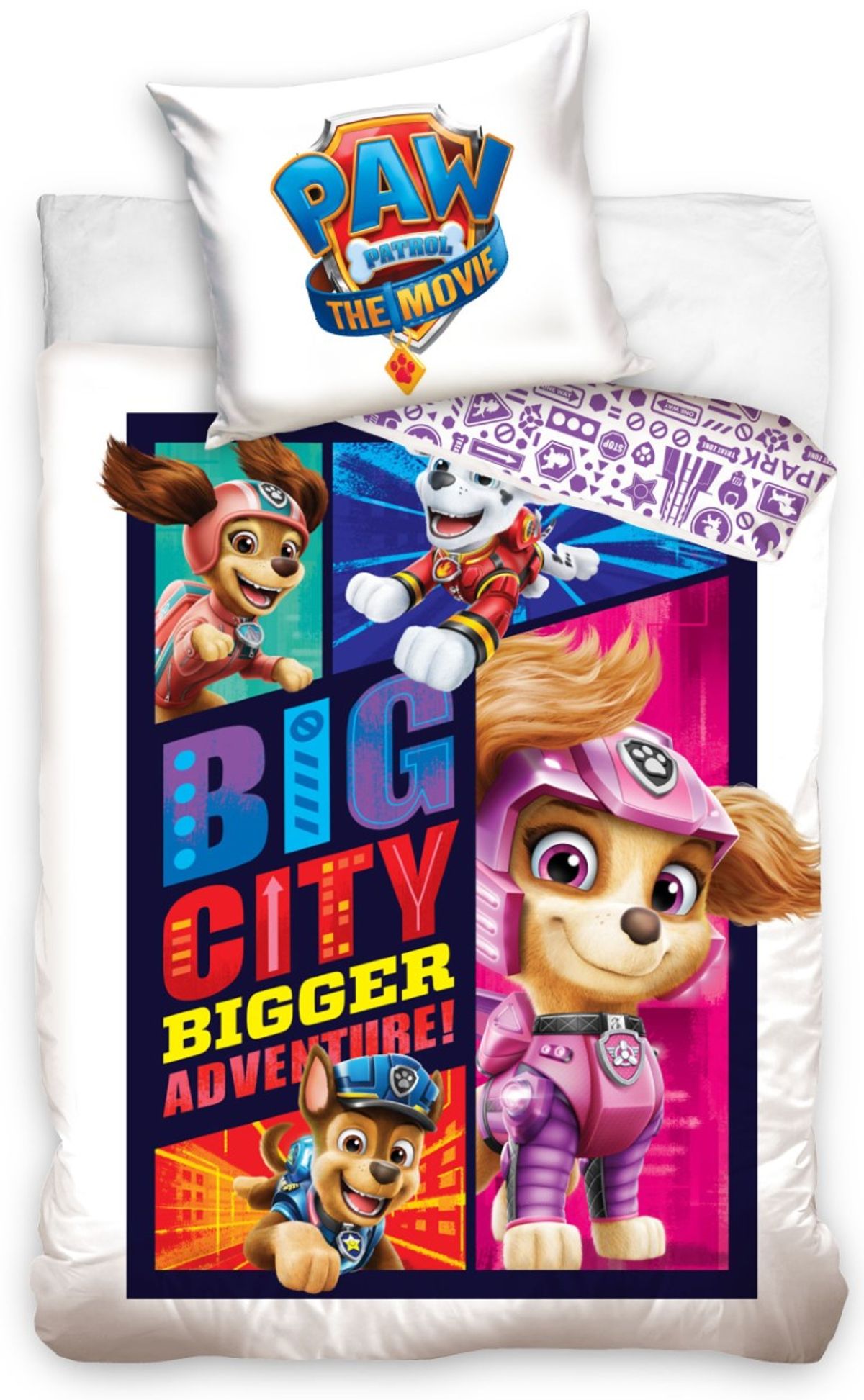 Paw Patrol The Movie ''Big City'' Sengetøj 140 x 200 cm, 100 procent bomuld