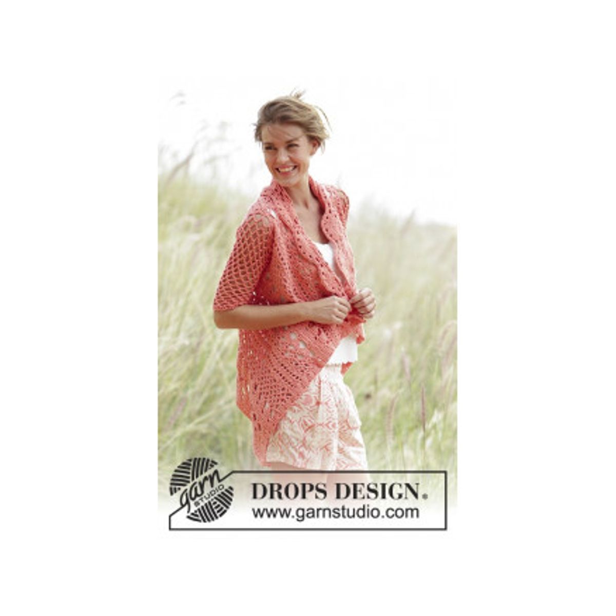 Peach Dream by DROPS Design - Jakke Hækleopskrift str. S - XXXL - Small / Medium