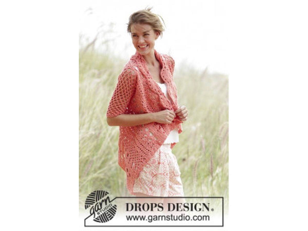 Peach Dream by DROPS Design - Jakke Hækleopskrift str. S - XXXL - XX-Large