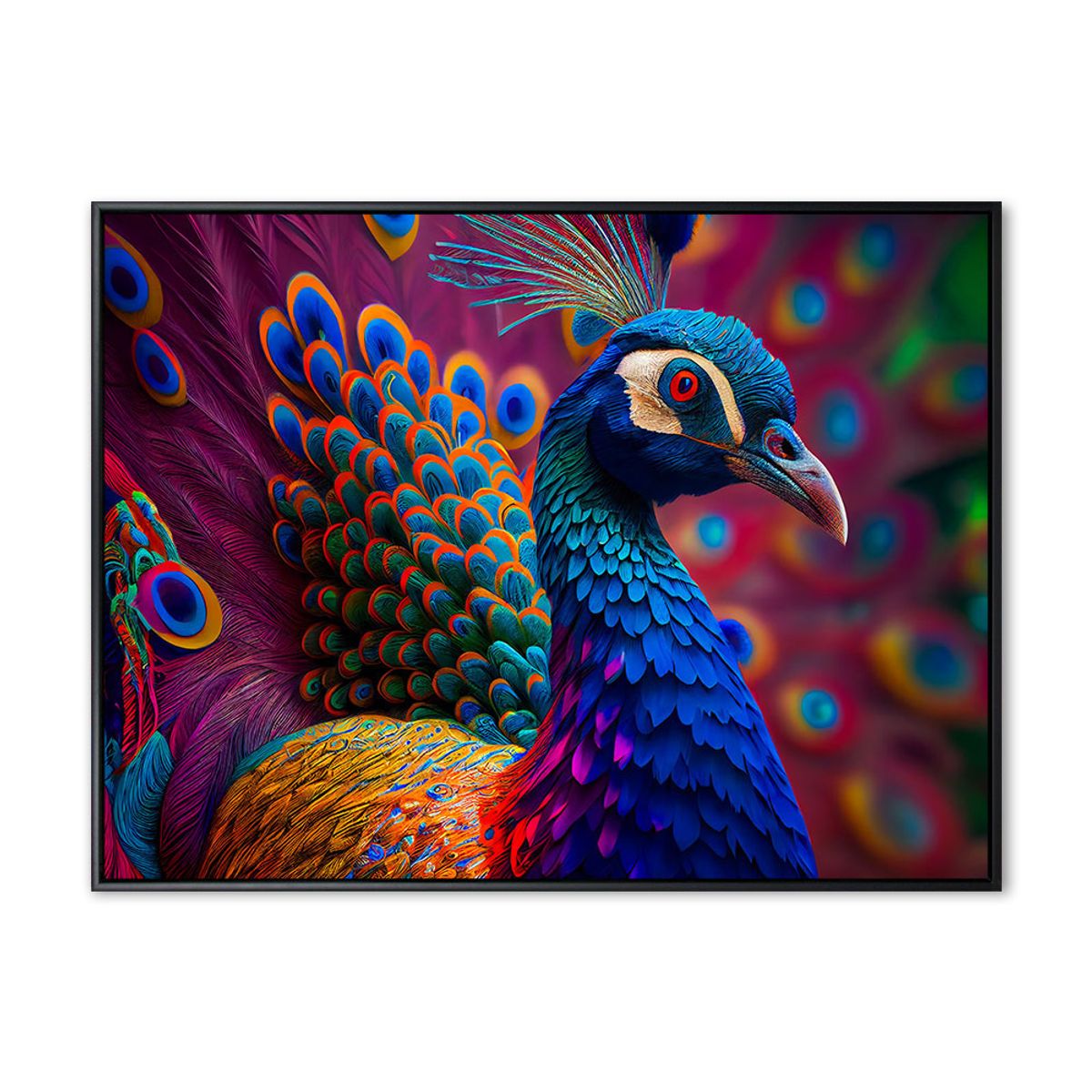 Peacock 01 - 90x120 cm - Sort svæveramme