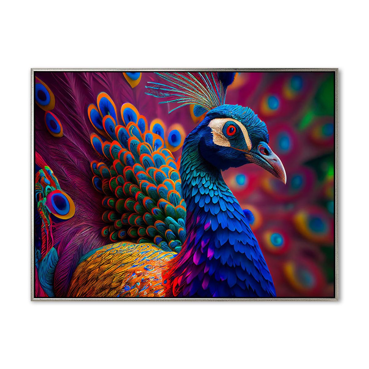 Peacock 01 - 90x120 cm - Sølv svæveramme