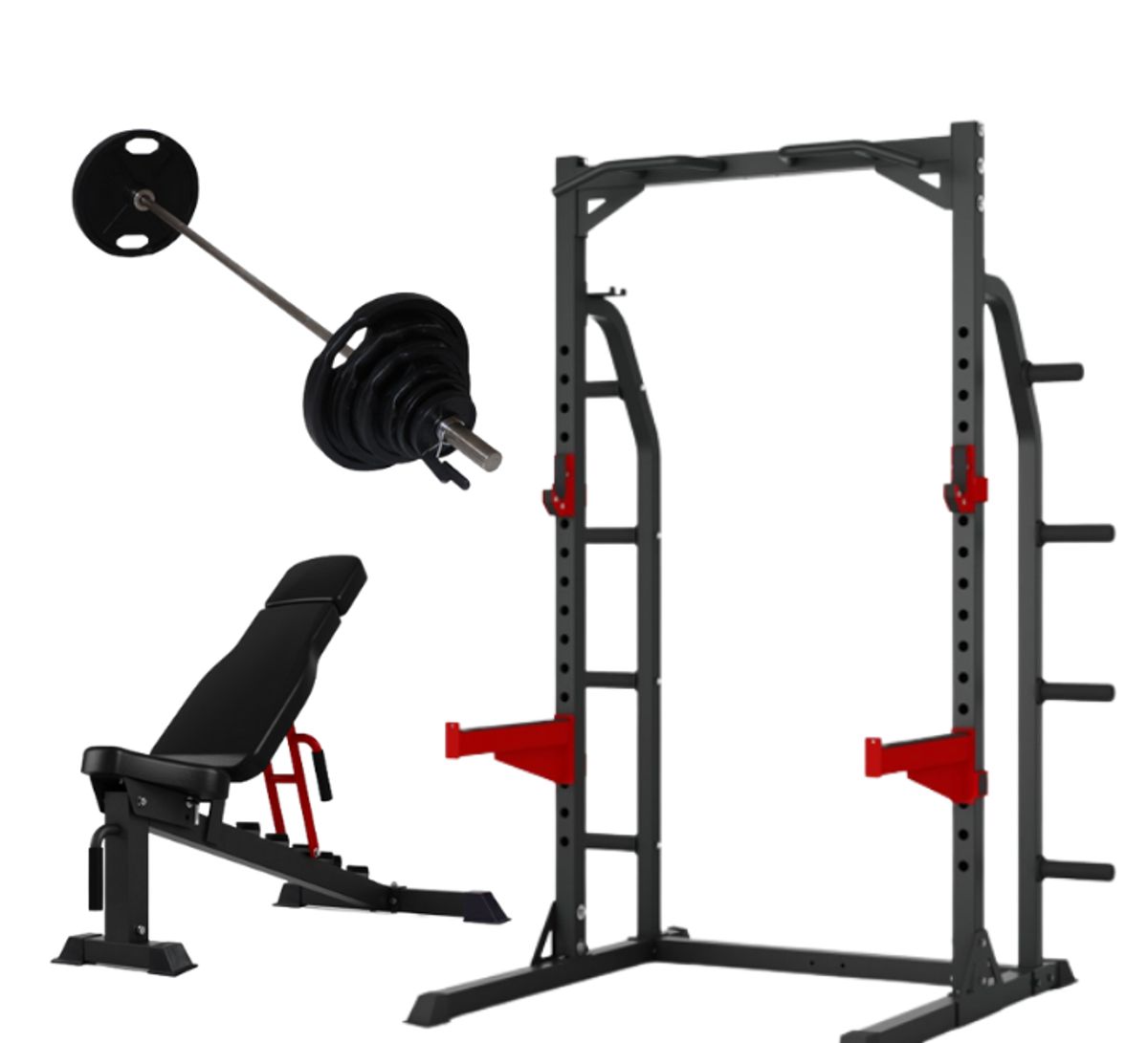 Peak Fitness - Half Rack m. 95kg 50 mm vægtsæt - Sort