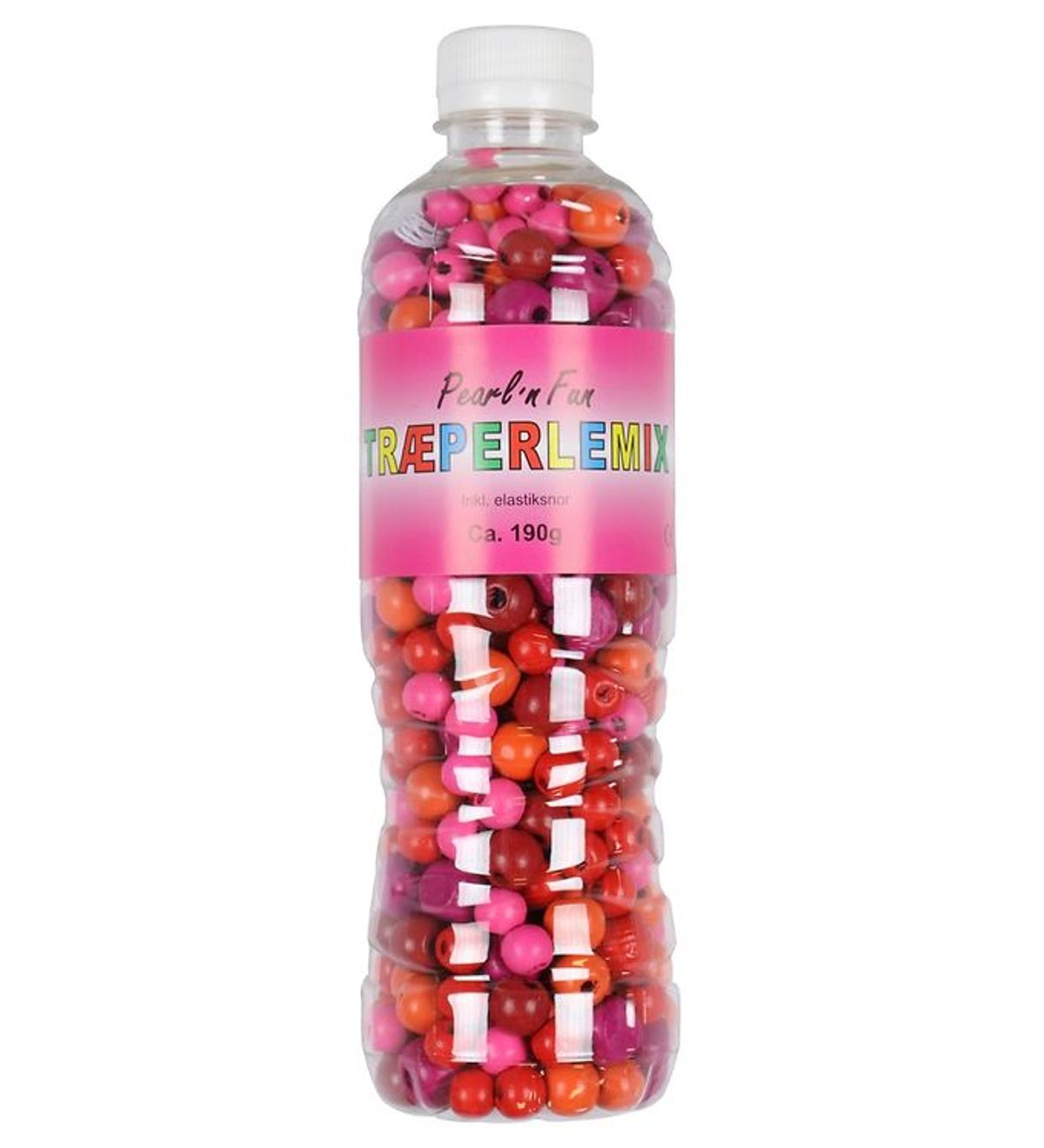 Pearl'n Fun Træperler m. Elastiksnor - 190 gram - Rød/Pink/Orang