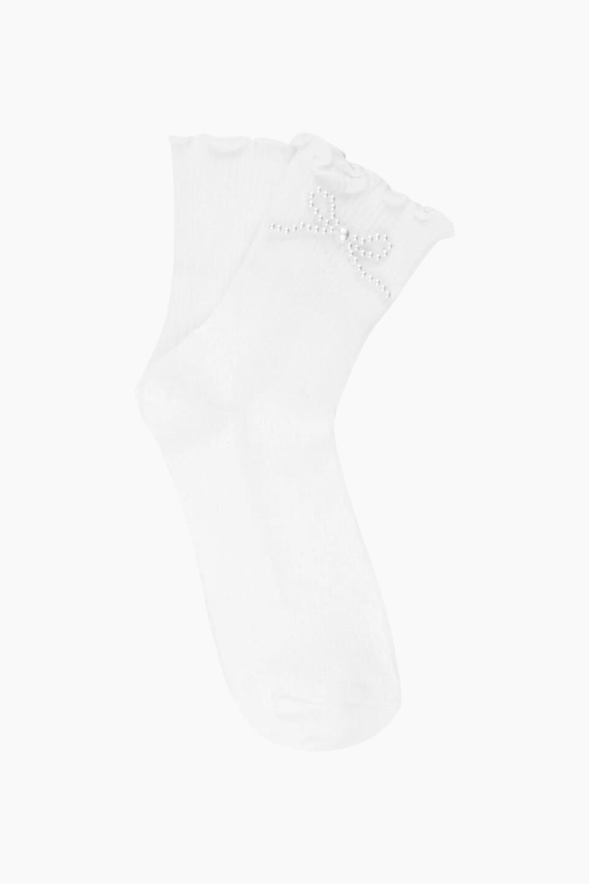 Pearly Bow Socks - White - Sui Ava - Hvid 37-41