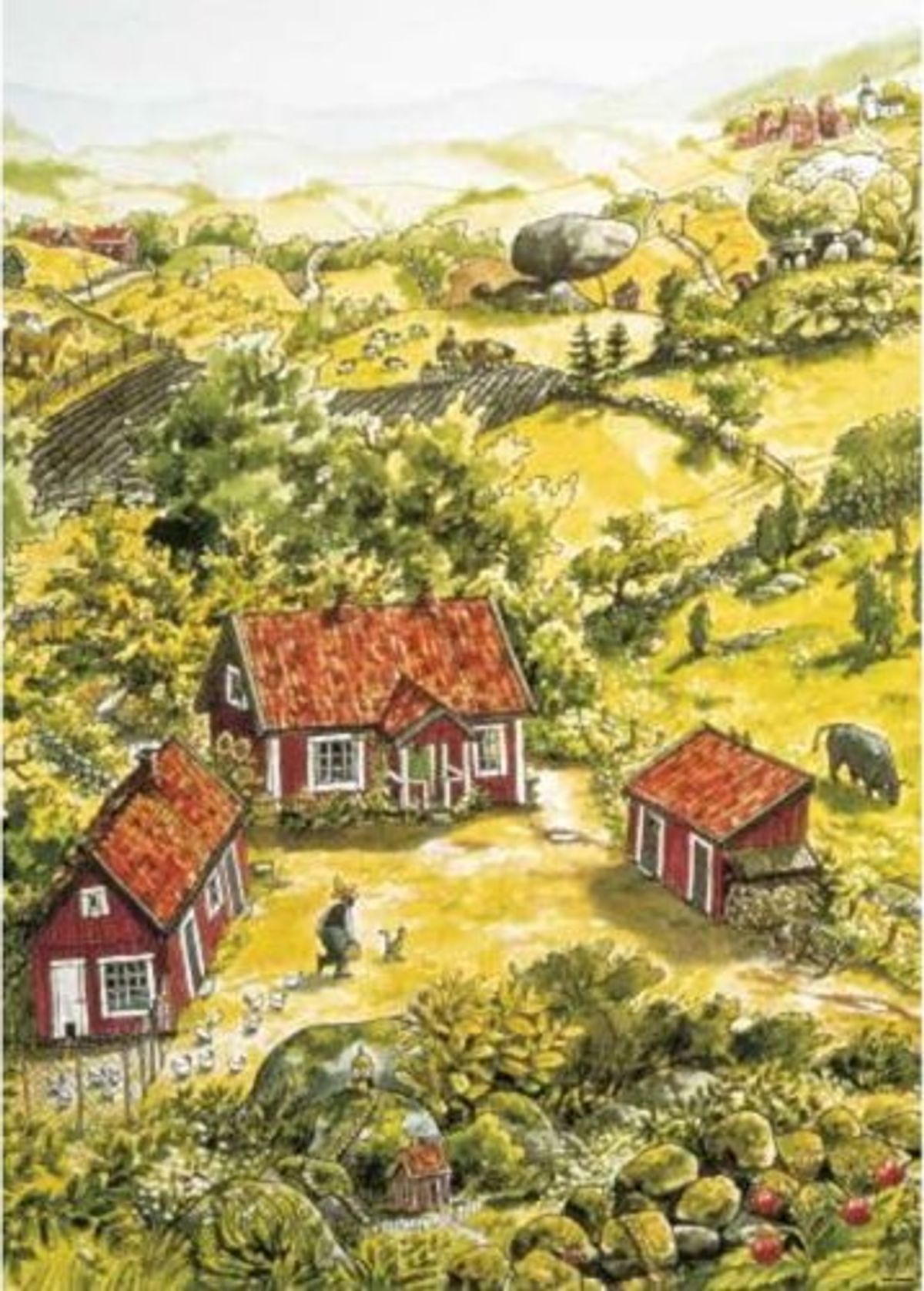 Peddersen Og Findus - Plakat Til Børn - Gården - 50x70 Cm