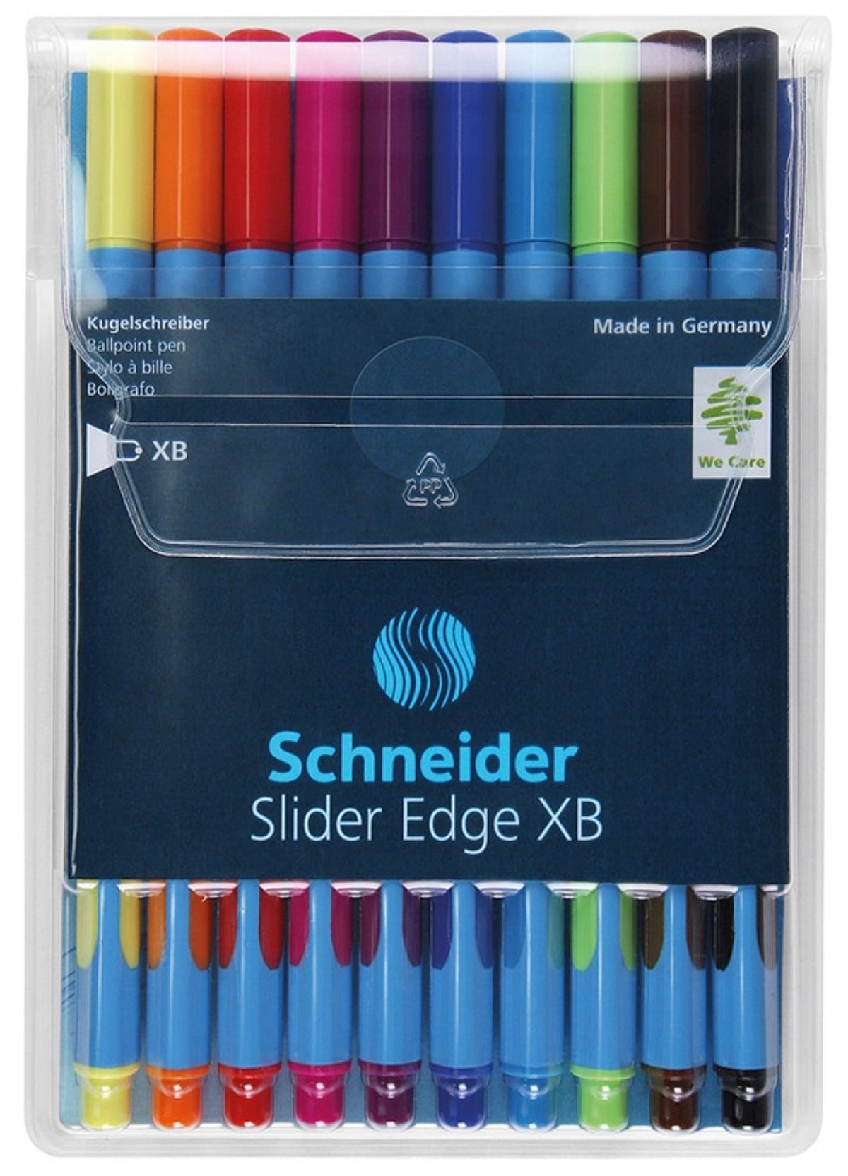 Pen sæt i etui SCHNEIDER Slider Edge, XB, 10 stk., farvemix.