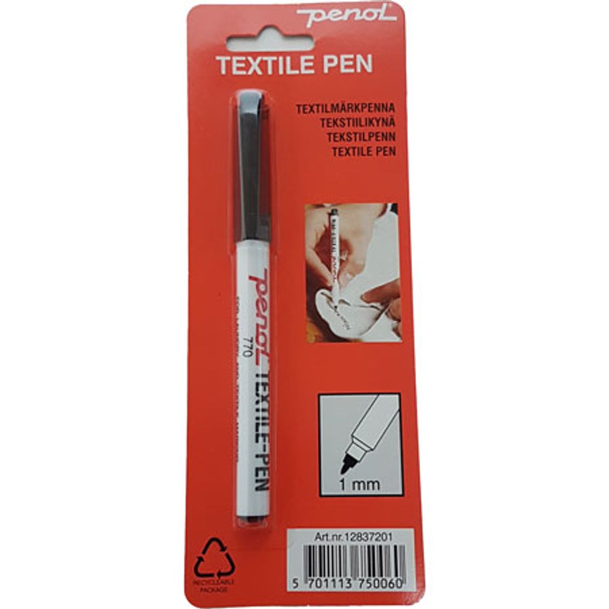 Penol Textile Pen - 770 1 mm sort 1 stk